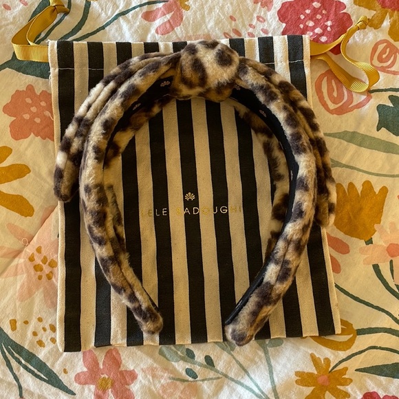 LELE SADOUGHI Veronica Leopard Fleece Bow Headband. main image 7
